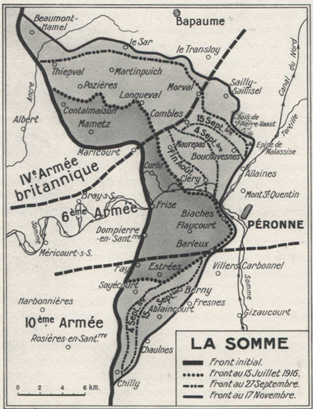 Carte de la bataille de la Somme