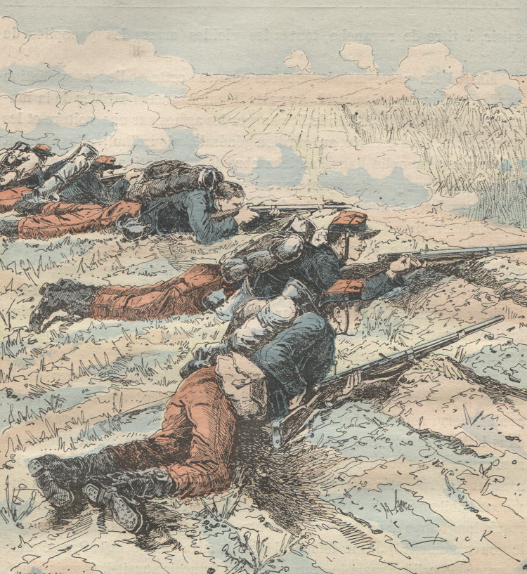 Infanterie en tirailleurs sur le plateau de Floing