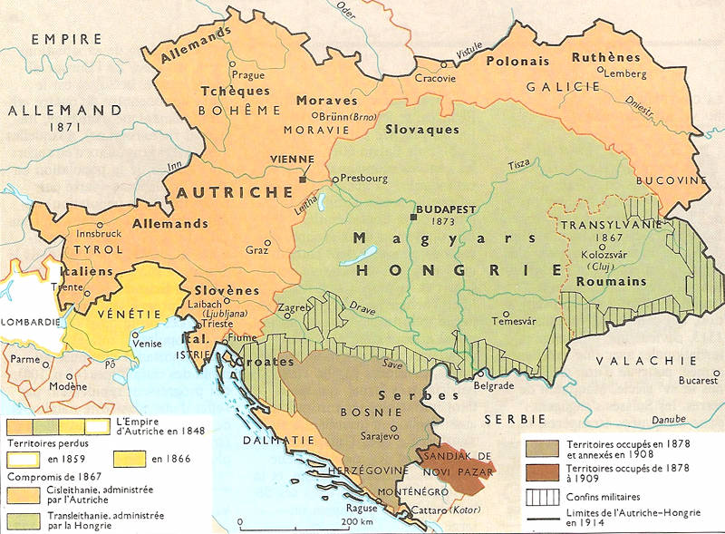 carte autriche hongrie 1914 L'empire austro hongrois